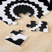 Puzzle Conception de cercles en zigzag noir et blanc mign (Côté)
