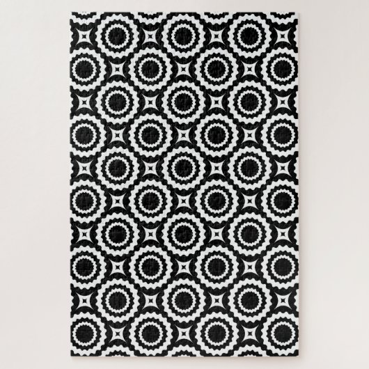 Puzzle Conception de cercles en zigzag noir et blanc mign (Vertical)