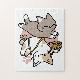 Puzzle Conception de chats mignons et joueurs – Art de pa