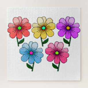 Puzzle Conception de fleurs à 5 couleurs