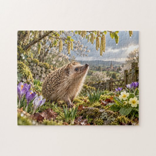 Puzzle Conception de hérisson de jardin printanier (Horizontal)