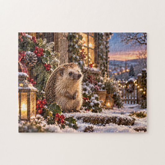 Puzzle Conception de hérisson de vacances d'hiver (Horizontal)