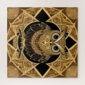 Puzzle Conception de mandala de hibou décoratif en or (Horizontal)