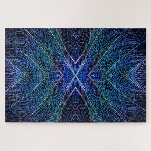 Puzzle Conception de plume fractale bleue (Horizontal)
