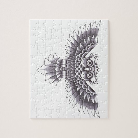 Puzzle Conception de tatouage de hibou de vieille école (Vertical)