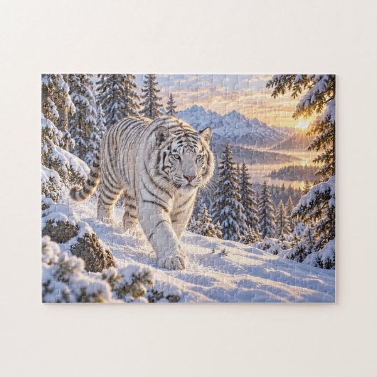 Puzzle Conception de Tigre Blanc enneigé (Horizontal)