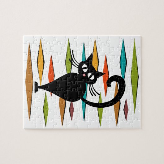 Puzzle Conception du chat noir du milieu du siècle (Horizontal)