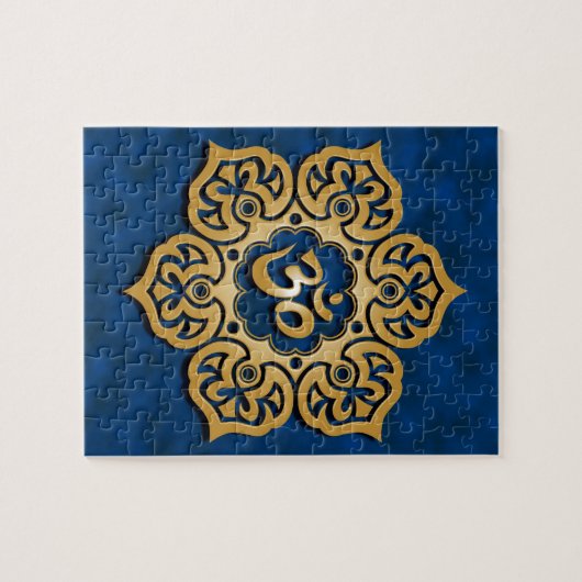 Puzzle Conception florale d'Aum, bleu d'or (Horizontal)