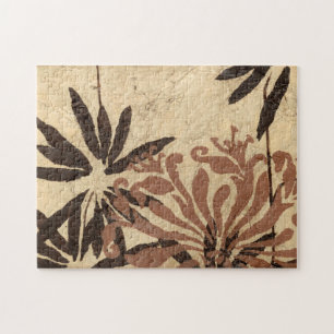 Puzzle Conception florale de pochoir avec le feuille