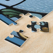 Puzzle Conception florale en verre bleu teinté  (Côté)