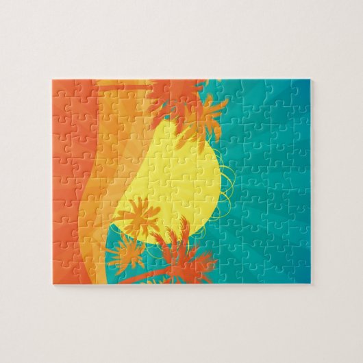 Puzzle Conception tropicale de surf de plage de coucher (Horizontal)