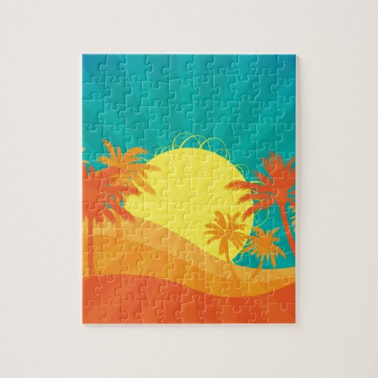 Puzzle Conception tropicale de surf de plage de coucher (Vertical)