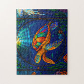 Puzzle Conception vibrante de tortue marine en verre colo (Vertical)