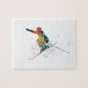 Puzzle Concours de ski olympique en aquarelle