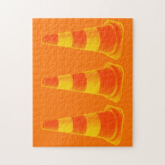 Puzzle Cône de circulation avec rayures jaunes (Vertical)