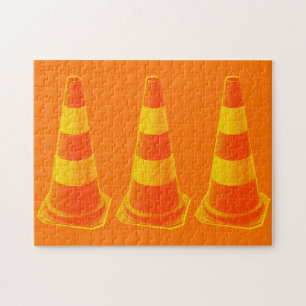 Puzzle Cône de signalisation avec bandes jaunes