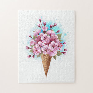 Puzzle Cône rose Sakura crème glacée gaufre