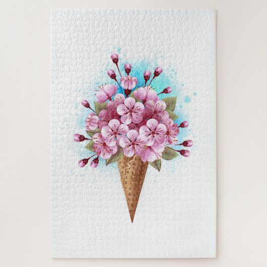 Puzzle Cône rose Sakura crème glacée gaufre (Vertical)