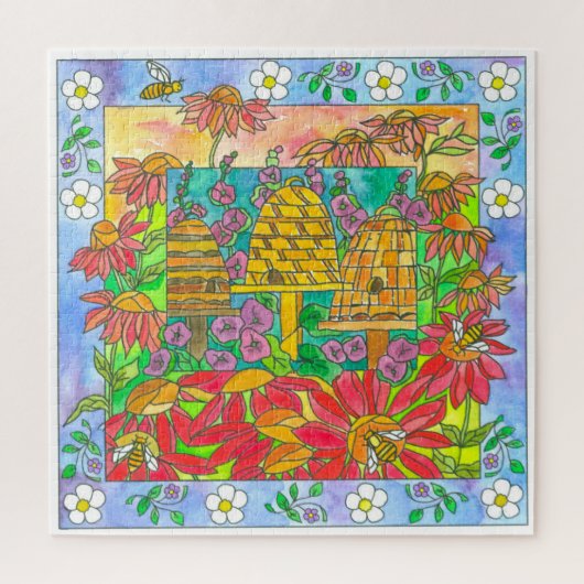 Puzzle Confleurs vintages du jardin de miel abeille (Vertical)