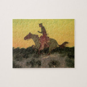 Puzzle Contre le coucher du soleil par Remington, Vintage