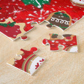 Puzzle Cookies de Noël et flocons de neige en rouge (Côté)
