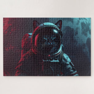 Puzzle Cool Cat dans Space Suit and Moon neoncore sci-fi