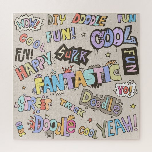 Puzzle Cool Fun Doodle Lettres Vintage (Vertical)