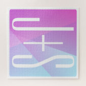 Puzzle Cool Géométrique rose et pourpre | Initiales de co (Horizontal)