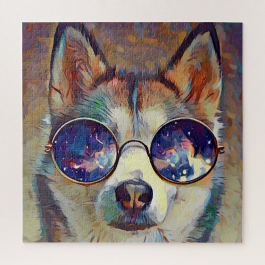Puzzle Cool Husky Chien portant des lunettes de soleil Ji (Vertical)