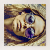 Puzzle Cool Lady avec réflexion dans ses lunettes de sole (Horizontal)