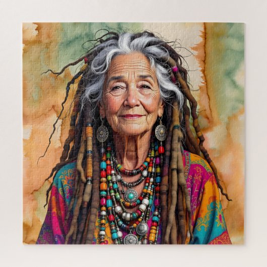 Puzzle Cool Old Lady in Dread Locks Hippie Woman (Vertical)