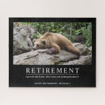 Puzzle Cool personnalisé Relaxer Ours Retraite personnali<br><div class="desc">Puzzle de retraite personnalisé avec une photo d'un ours se relaxant sur une rondelle avec une citation sur l'obtention de faire ce que vous voulez une fois que vous êtes retiré. Le design peut être personnalisé avec votre propre message en utilisant le modèle. Ce puzzle fait un cadeau de retraite...</div>