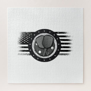 Puzzle Cool Pickleball Sport USA Grunge Flag - Pickleball