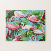 Puzzle Cool Retro Flamants roses rose (Horizontal)