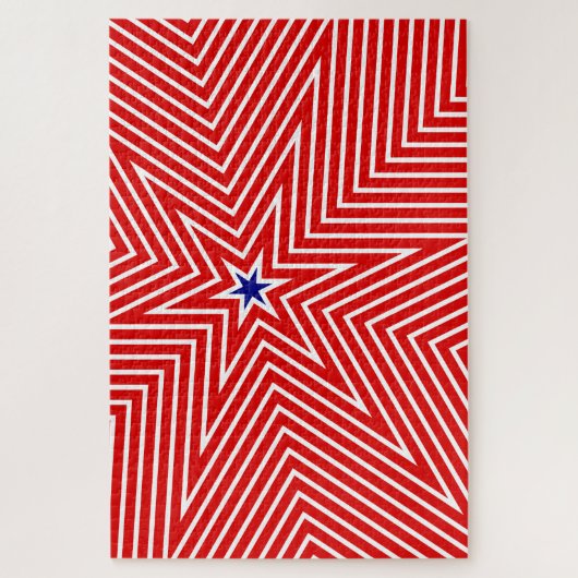 Puzzle Cool rouge et blanc Géométrique Star USA Drapeaux (Vertical)