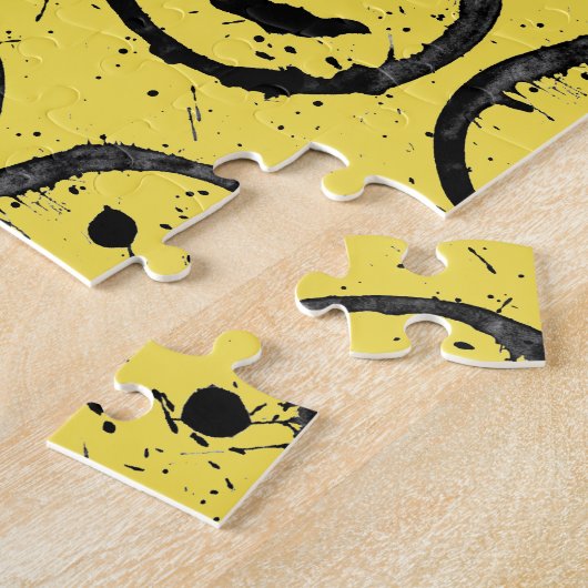 Puzzle Cool Sardé Joyeux visage souriant motif jaune (Côté)
