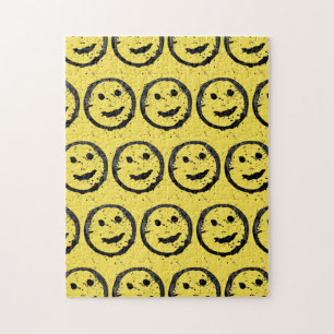 Puzzle Cool Sardé Joyeux visage souriant motif jaune