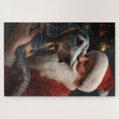 Puzzle Coonhound Bluetick avec Noël au Père Noël (Horizontal)