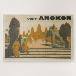 Puzzle Copie de Vintage voyage d'Angkor Vat Cambodge<br><div class="desc">Ce repro vintage d'affiche de voyage. imprimez favoriser le tourisme à Angkor Vat,  le Cambodge a été remodelé et reconstitué numériquement à la discrétion de l'artiste.</div>