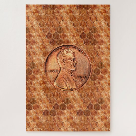 Puzzle Copper Abraham Lincoln penny (Vertical)