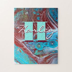 Puzzle Copper and Teal Acrylic Flow