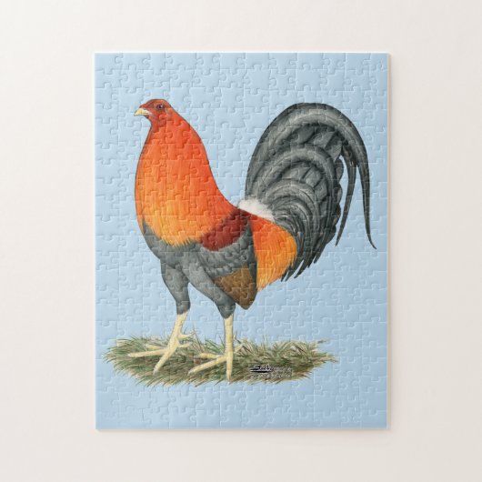 Puzzle Coq bleu rouge Gamecock (Vertical)
