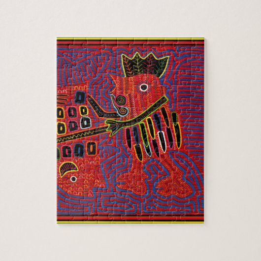 Puzzle Coq escaladant un poisson avec un machette (Vertical)