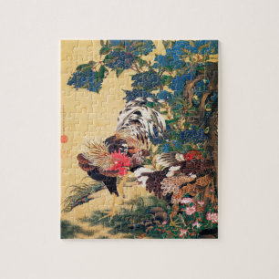 Puzzle Coq et Hen avec Hydrangeas par Ito Jakuchu