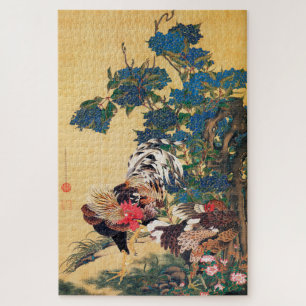 Puzzle Coq et Hen avec Hydrangeas par Ito Jakuchu