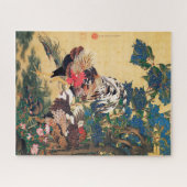 Puzzle Coq et Hen avec Hydrangeas par Ito Jakuchu (Horizontal)
