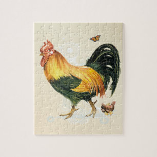 Puzzle Coq fier avec la poule et les poulets