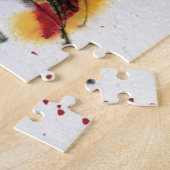 Puzzle Coq peu commun. Calligraphie et watercolor. (Côté)