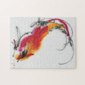 Puzzle Coq peu commun. Calligraphie et watercolor. (Horizontal)