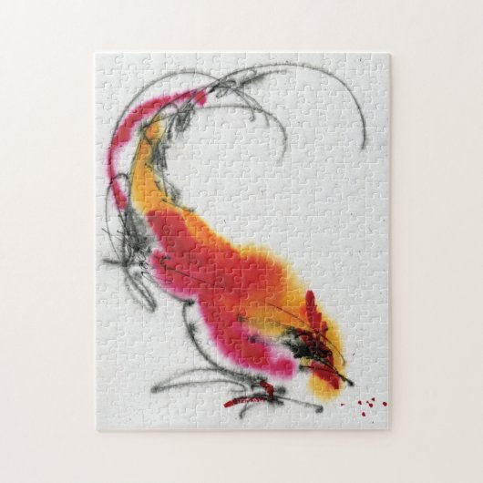Puzzle Coq peu commun. Calligraphie et watercolor. (Vertical)